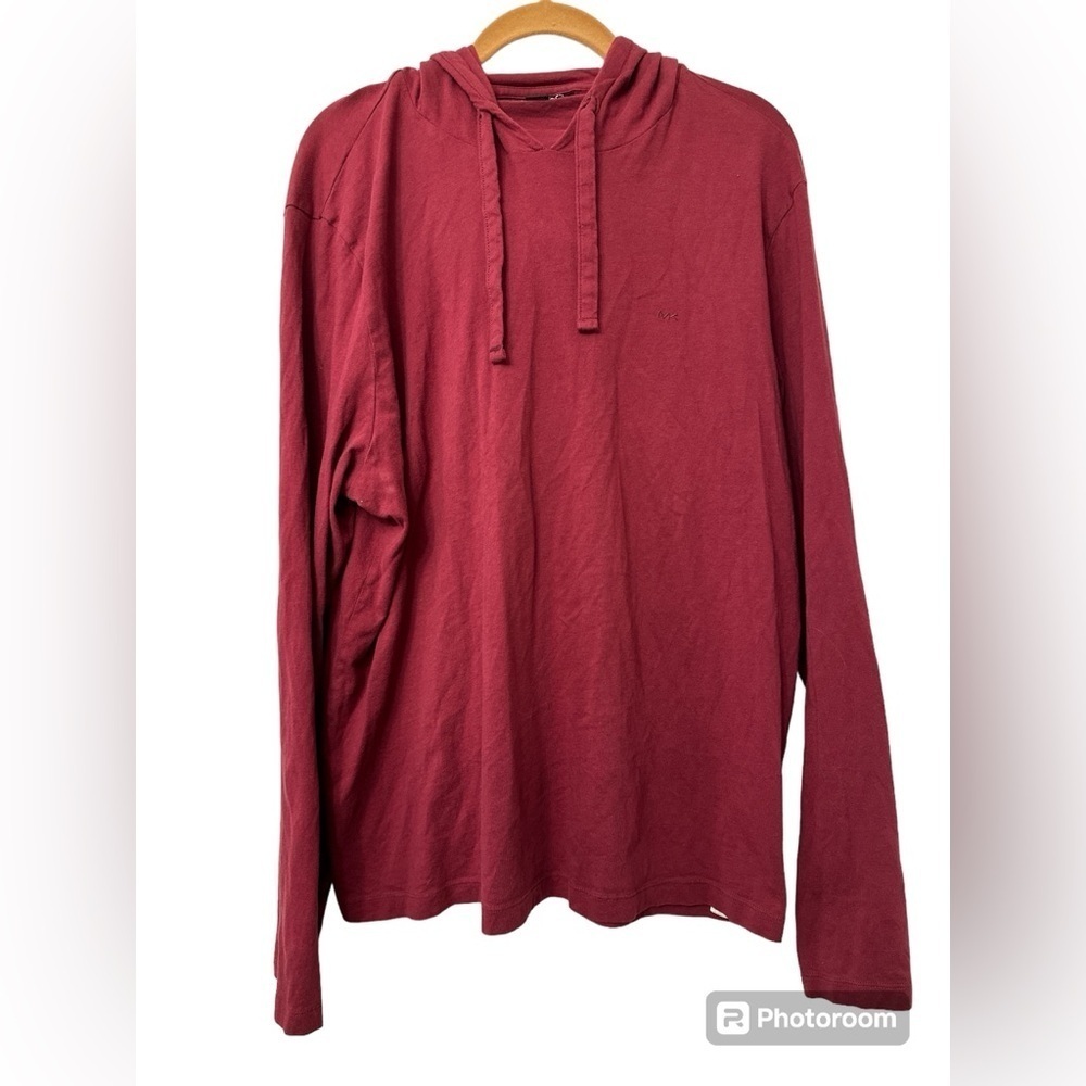 Michael Kors men’s hoodie long sleeve t shirt style XL top Burgundy pullover